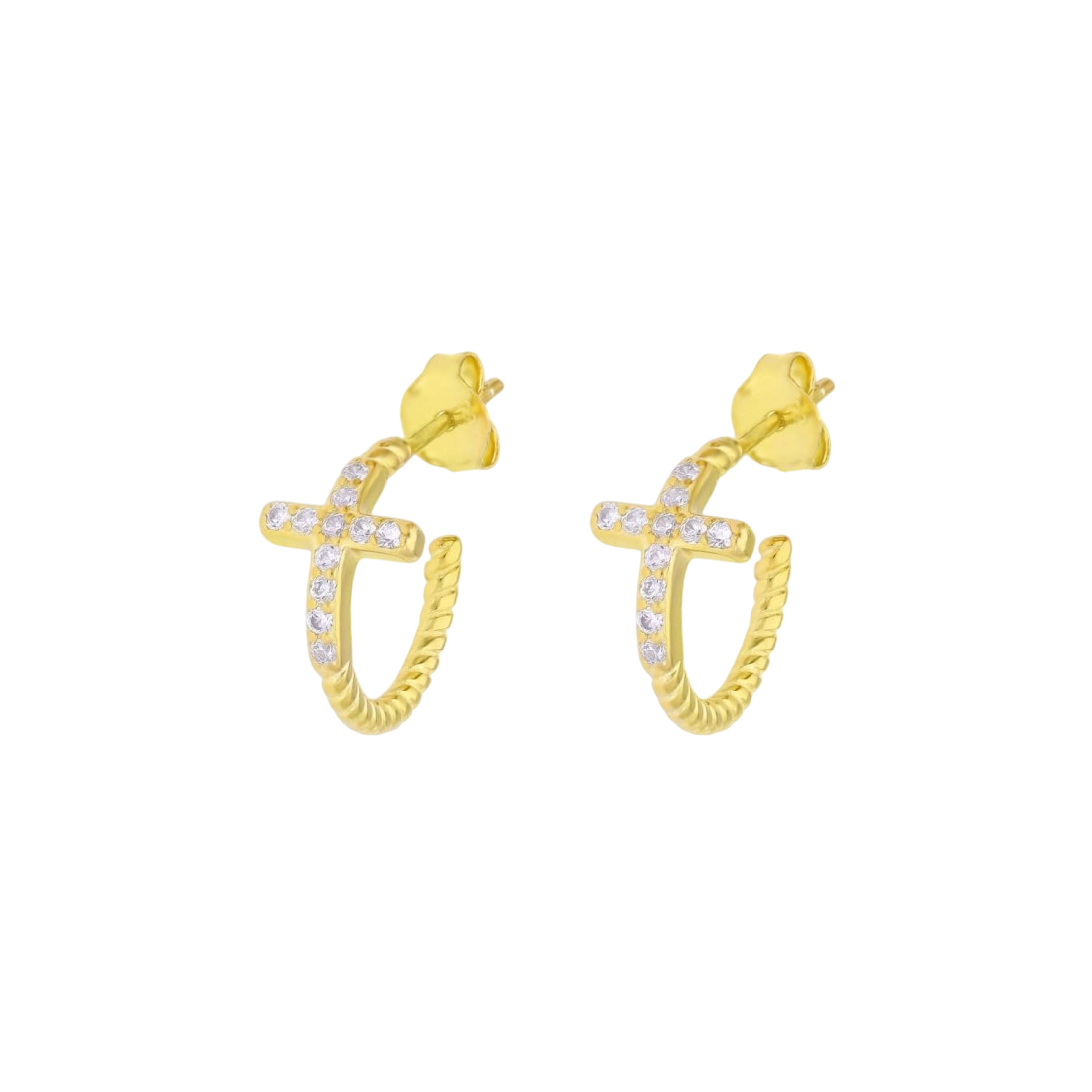 Pendientes Aro forma de Cruz circonitas