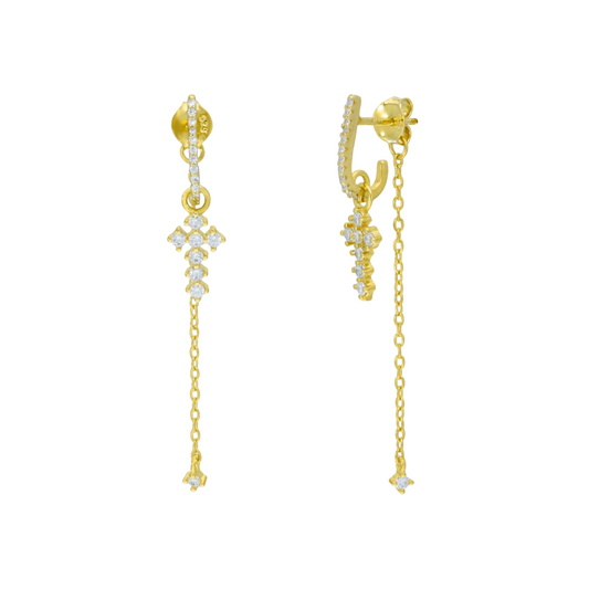 Pendientes cadena forma de cruz