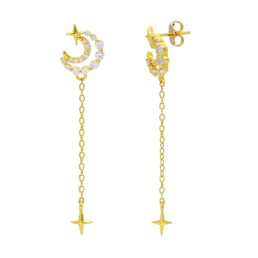 Pendientes cadena forma de Luna
