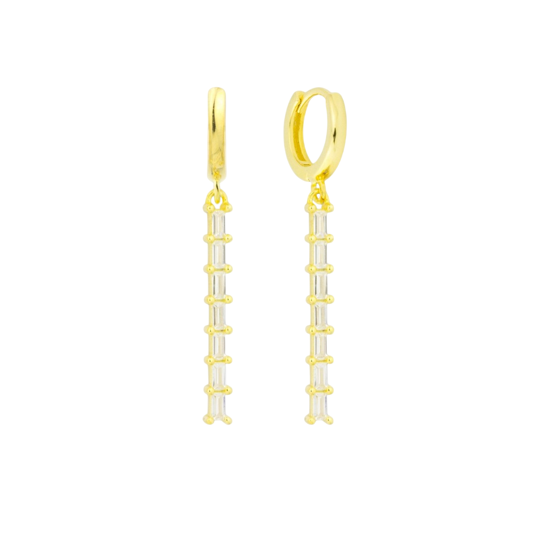 Pendientes largo de Plata de Ley y circonita