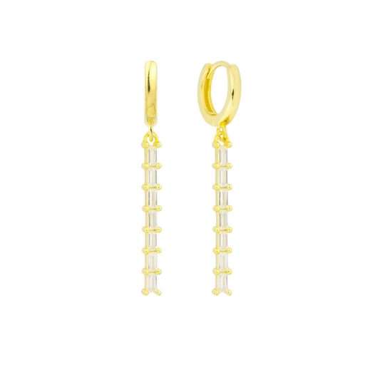 Pendientes largo de Plata de Ley y circonita