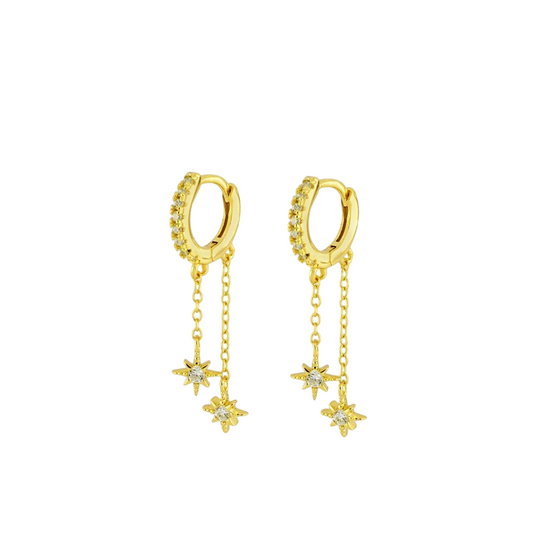 Pendientes cadena doble Estrella